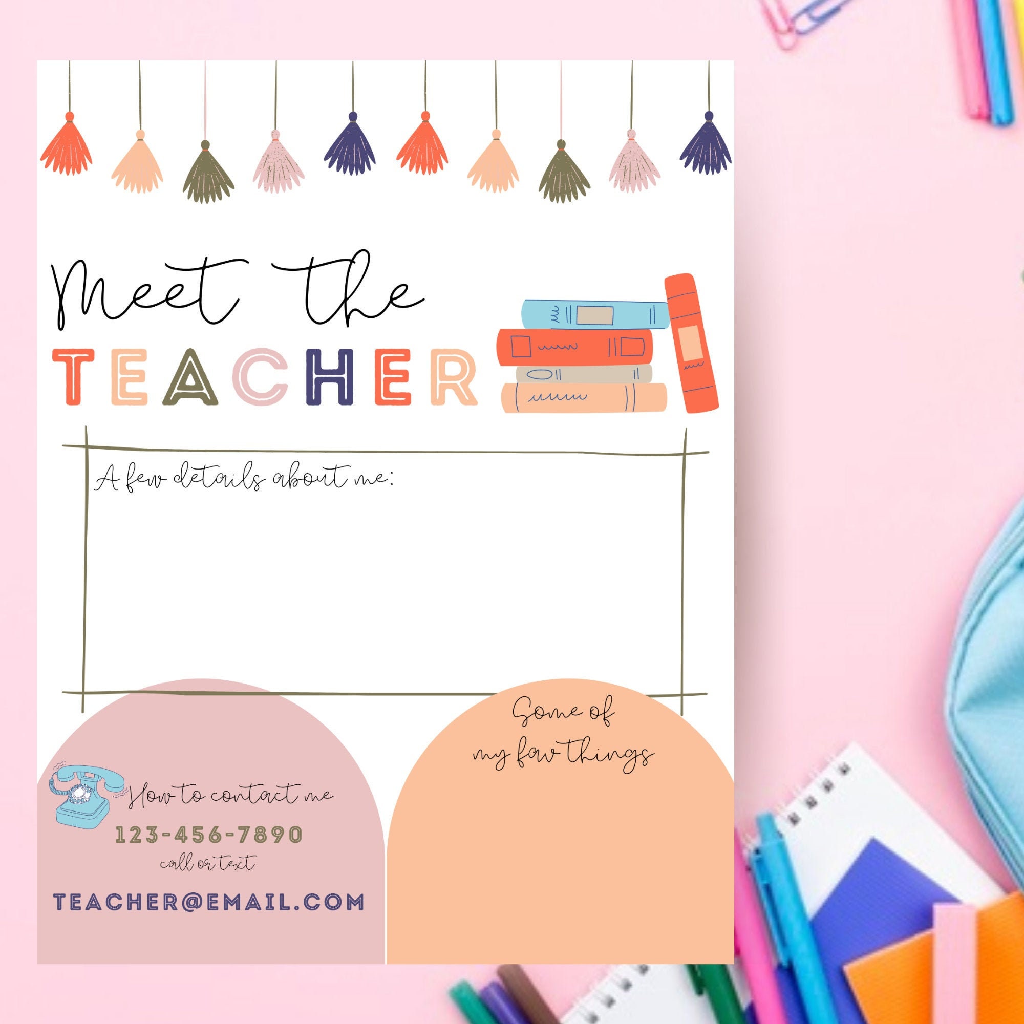 Meet the Teacher All About Me Instant Download Editable Etsy