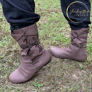 Renaissance Boots, Gothic Viking Unisex Adult Boots Shoes, Medieval LARP Pirate Boots, Ren Faire Lace up Vintage Costume Shoes