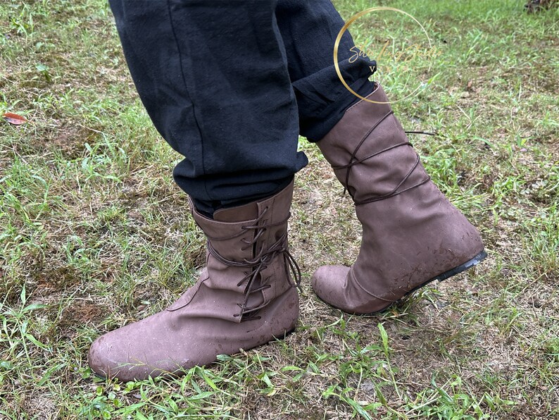 Bottes Renaissance, gothiques vikings, chaussures bottes adultes unisexes, bottes de pirate GN médiévales, chaussures de costume vintage à lacets Ren Faire image 6