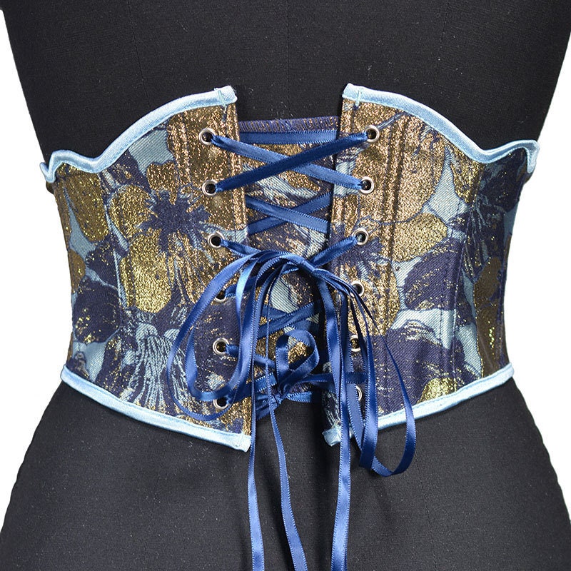 Gilded Tibetan Blue Corset Belt Short Corset Waist Cincher Etsy