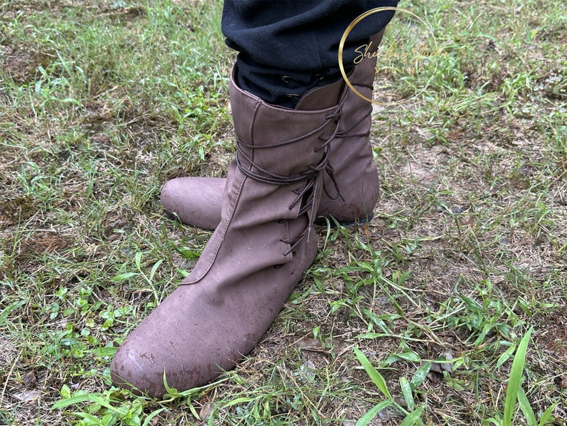 Bottes Renaissance, gothiques vikings, chaussures bottes adultes unisexes, bottes de pirate GN médiévales, chaussures de costume vintage à lacets Ren Faire image 5