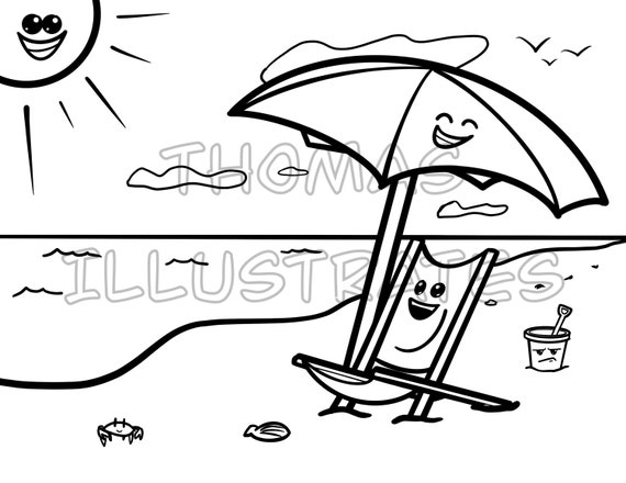 fun summer coloring page summer beach coloring page etsy