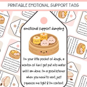 printable emotional support dumpling tags for crochet, digital download, pdf for amigurumi, shopeternalcreations