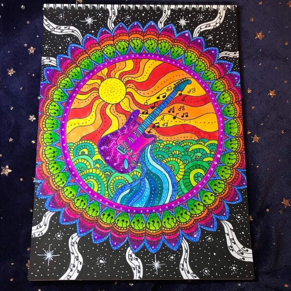 Guitar Psychedelic Art Prints, Sunset , Music Art, Hippie