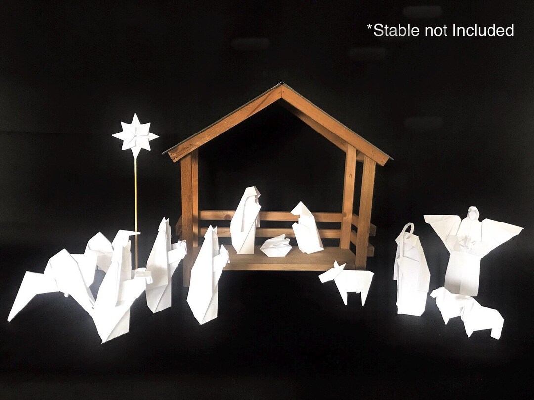 Paper Roses Nativity Tree Origami Nativity Set, Handmade Nativity, Christmas Scene - Etsy