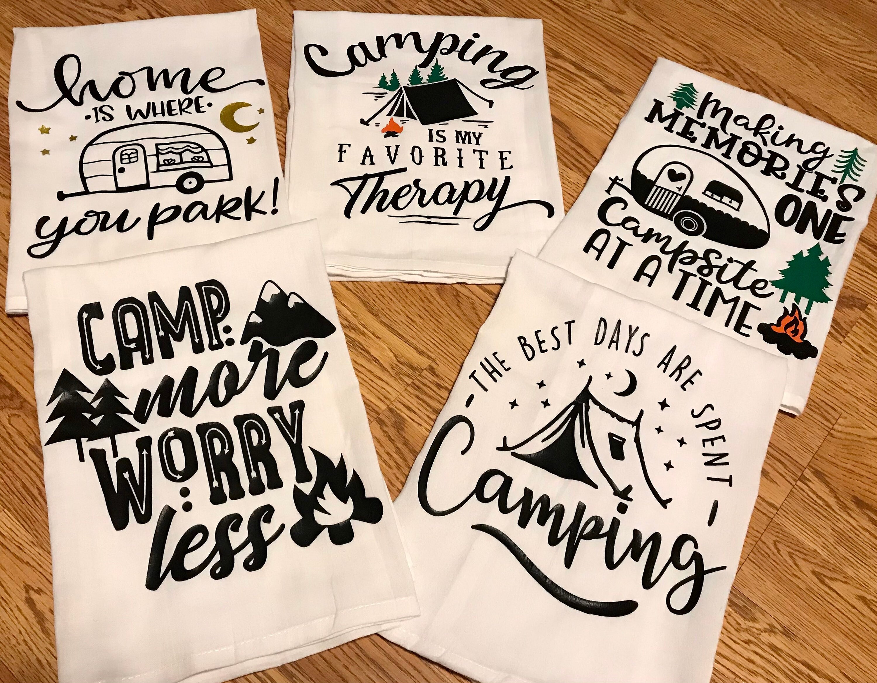 Lets Go Camping Tea Towels Etsy