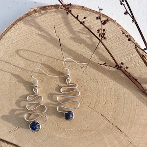 Silver Squiggles with Dark Blue Beads
