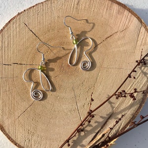 Silver Butterflies with Clear Green Beads