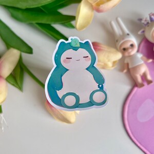 Sticker ours endormi | Sticker nourriture kawaii - Sticker anime mignon fait main pour ordinateur portable - Illustration de dessert - Sticker ours