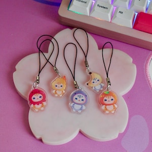 Mofusand-telefoonhanger met fruitbedel | Blindbox schattig riempje voor telefoonaccessoire| Hipper cadeau | Lokaal gemaakt