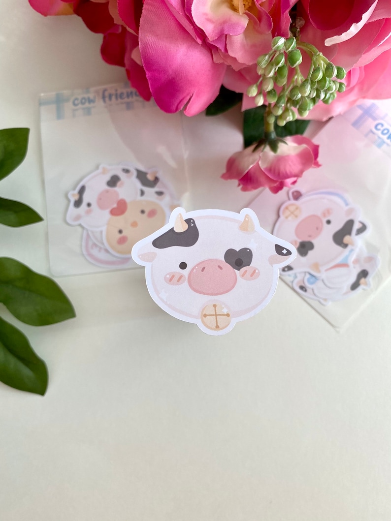 Handmade Bullet Journal Stationary Laptop Decal Journal Stickers Cow Friends Sticker Pack Cute Farm Animals Illustration Cow Artwork