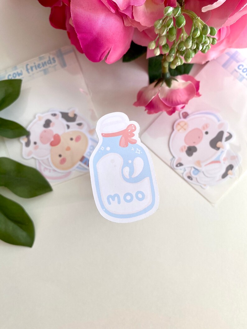 Handmade Bullet Journal Stationary Laptop Decal Journal Stickers Cow Friends Sticker Pack Cute Farm Animals Illustration Cow Artwork