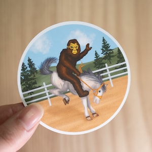 Bigfoot Riding a Bronco Sticker | Bronco Vinyl Sticker