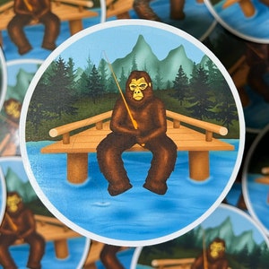 Bigfoot Fishing Sticker | Fishing Vinyl Sticker