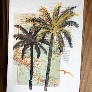 Palmen Postkarte nach einem Originalwerk von Pascale Vernassa auf texturiertes Papier