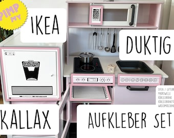 Aufkleber - IKEA Spielküche - Kinderküche - DUKTIG - KALLAX - Waschmaschine - Kühlschrank Mikrowelle - Sterneküche - Herd Spülmaschine Rost