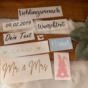 Aufkleber - Hochzeit, Braut, Trauzeugin, Einladung- Möbel Kind Baby Tür- hält auf Holz Metall Plastik usw.