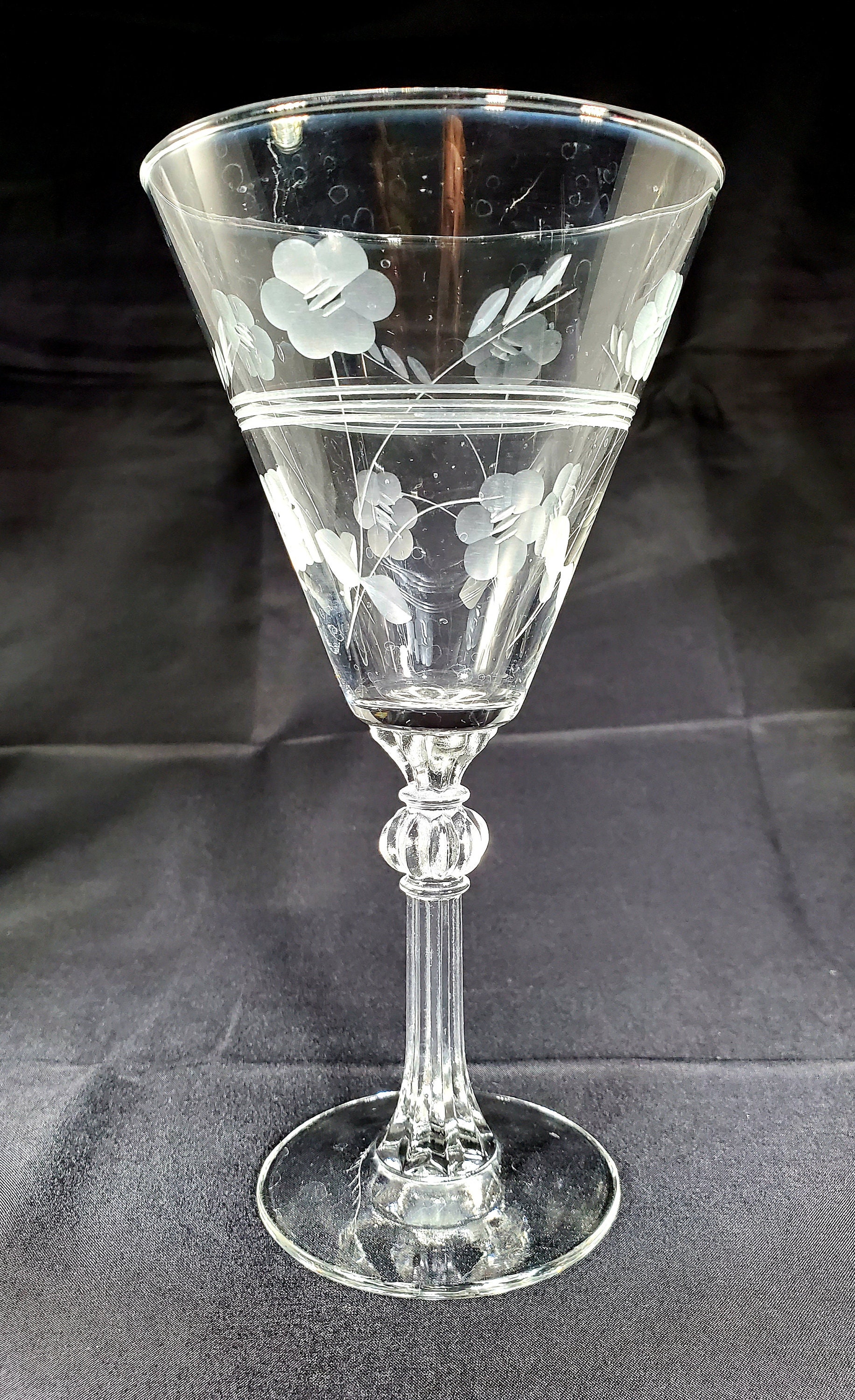 Set of 3 Vintage Libbey Etched Wine Glasses Etsy