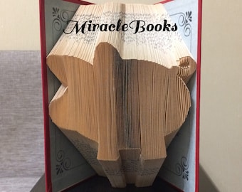 Piggy Bank BOOK FOLDING PATTERN + Instructions - Pig Book Folding - Book Fold - Folded Book - mmf - Pattern Only