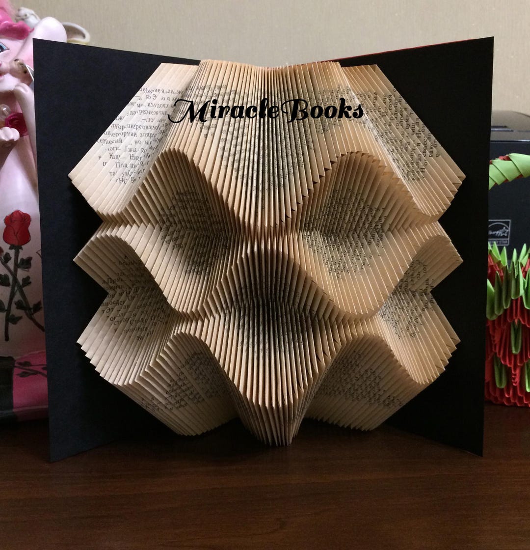 Book Sculpture 30 BOOK FOLDING PATTERN + Instructions - Geometric Book ...