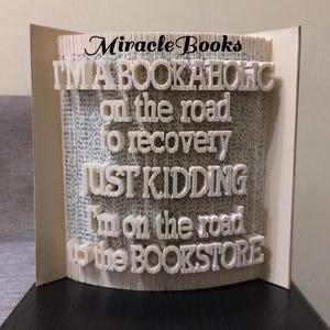 Bookaholic BOOK FOLDING PATTERN + Instructions - Read Book Folding - Book Fold - Folded Book - Cut and Fold - 180 Embossed - Pattern Only