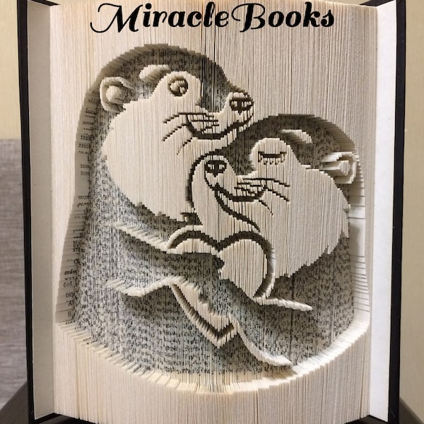 Otters BOOK FOLDING PATTERN + Instructions - Love Book Folding - Book Fold - Folded Book - Cut and Fold - 180 Invert - Pattern Only