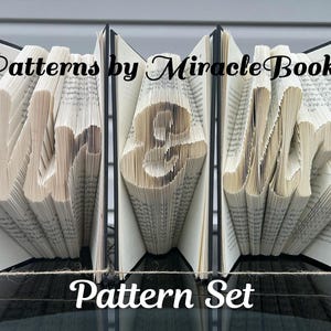 Wedding BOOK FOLDING PATTERN Set: Mr, &, Mrs (3 patterns) + Instructions - Anniversary Book - Book Fold - Folded Book - mmf - Pattern Only