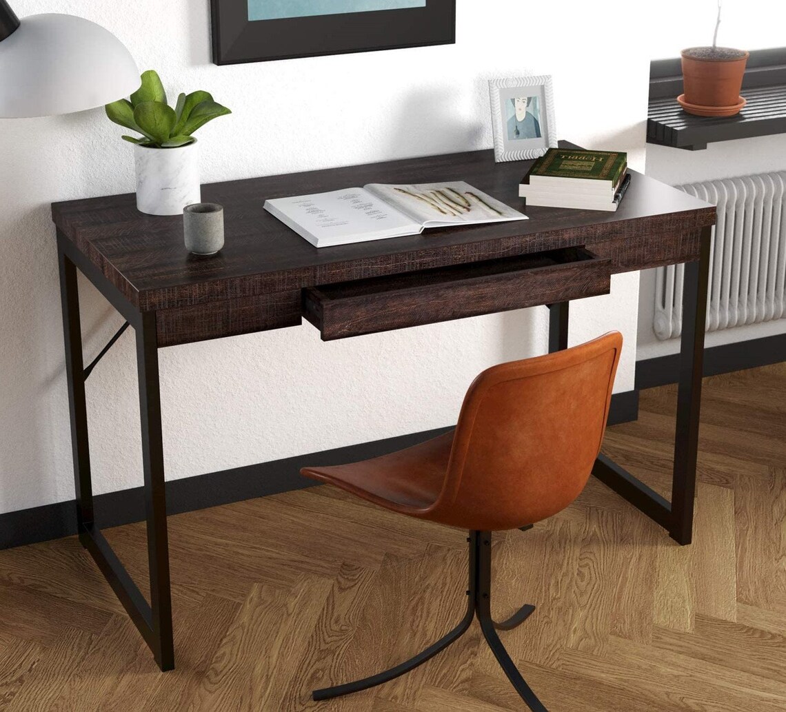 2021 Expresso Computer Desk with Drawer Writing Desk Etsy