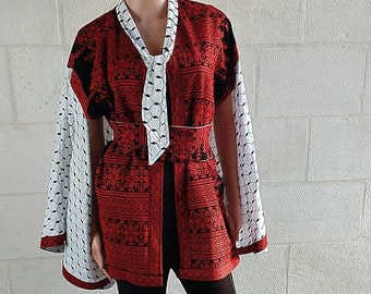 One Size Cape Jacket  Embroidery Palestinian Tatreez Kiffeyeh style.