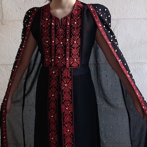 Little Girl Palestinian Thobe Tatreez Embroidered Pearl thobe.