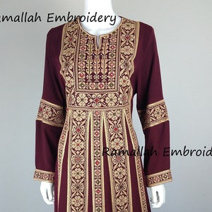 Palestinian Thobe Tatreez Dress Embroidery Burgundy Sanabel
