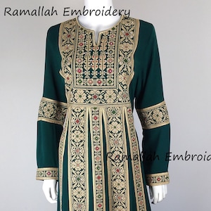 Palestinian Thobe Thob Tatreez Embroidery Kaftan Green Sanabel