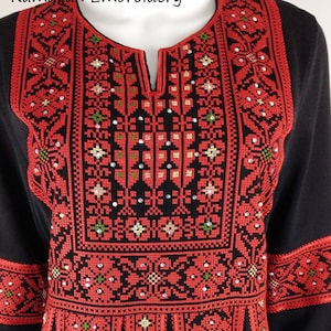 Palestinien Thobe Thob Broderie Tatreez Rouge Sanabel image 2