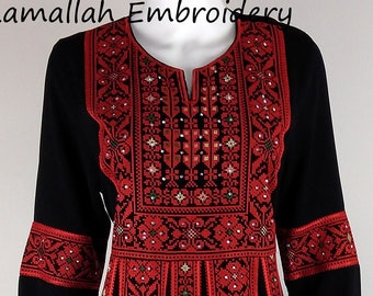 Palestinien Thobe Thob Broderie Tatreez Rouge Sanabel