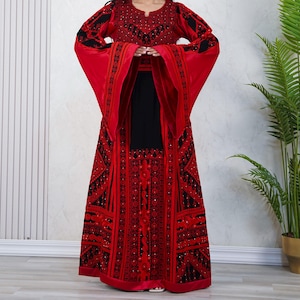 Palestinian Thobe Tatreez Dress Luxury Fellahi Main Red