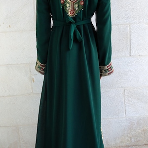 Palestinian Thobe Embroidery Tatreez Maxi Dress Green Sailor Design image 5