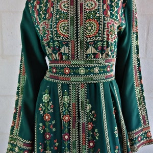 Palestinian Thobe Embroidery Tatreez Maxi Dress Green Sailor Design image 6