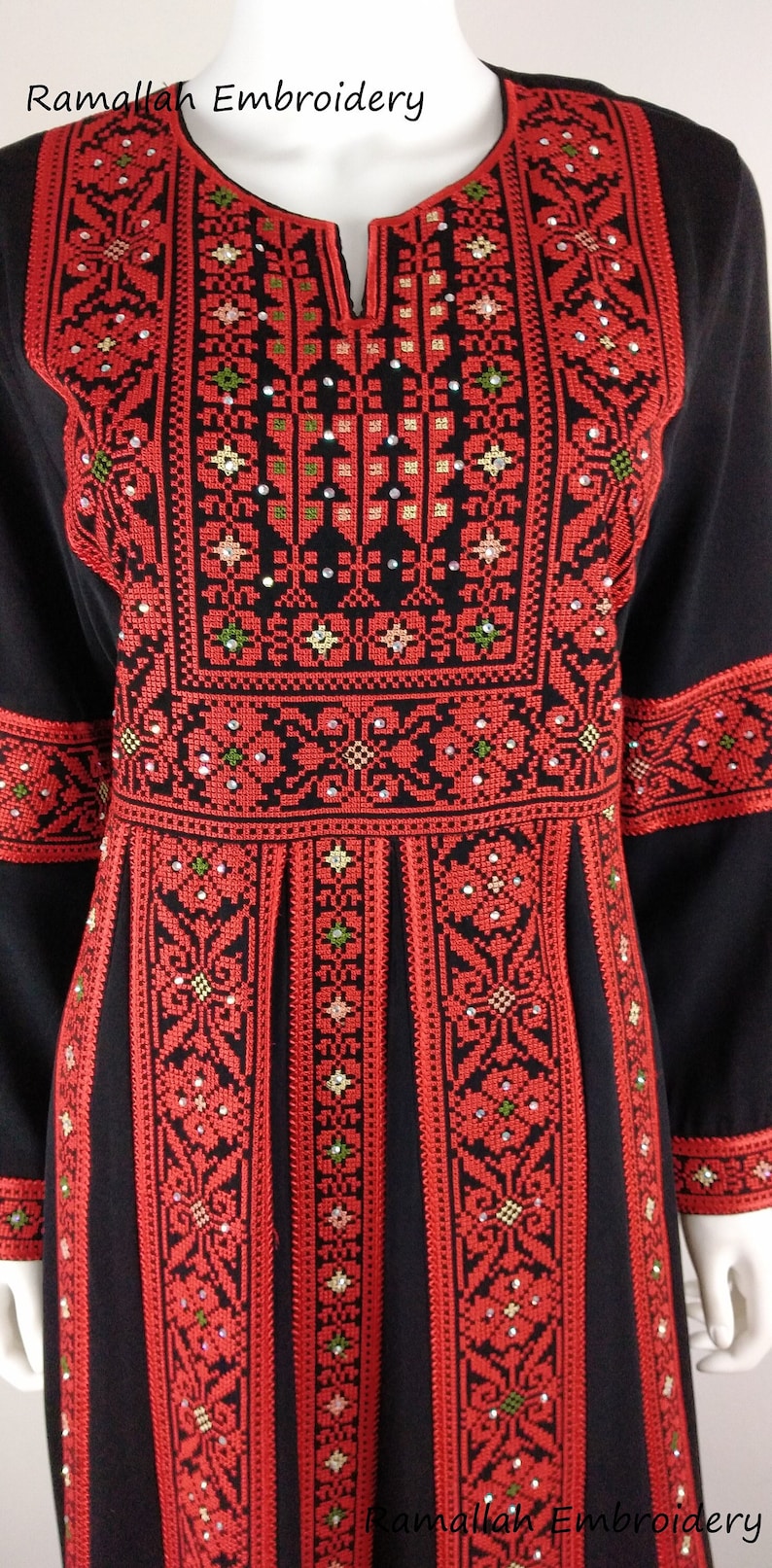 Palestinian Thobe Thob Embroidery Tatreez Red Sanabel image 2