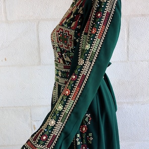Palestinian Thobe Embroidery Tatreez Maxi Dress Green Sailor Design image 3