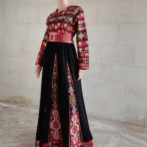 Palestinian Thobe Tatreez Dress Luxury Red and Black Sailor