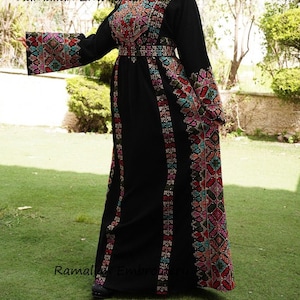 Palestinian Thobe Tatreez Embroidery Front and Back Six Strips