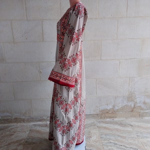 Palestinian Thobe Tatreez Dress Beige and Red Embroidery connect image 7