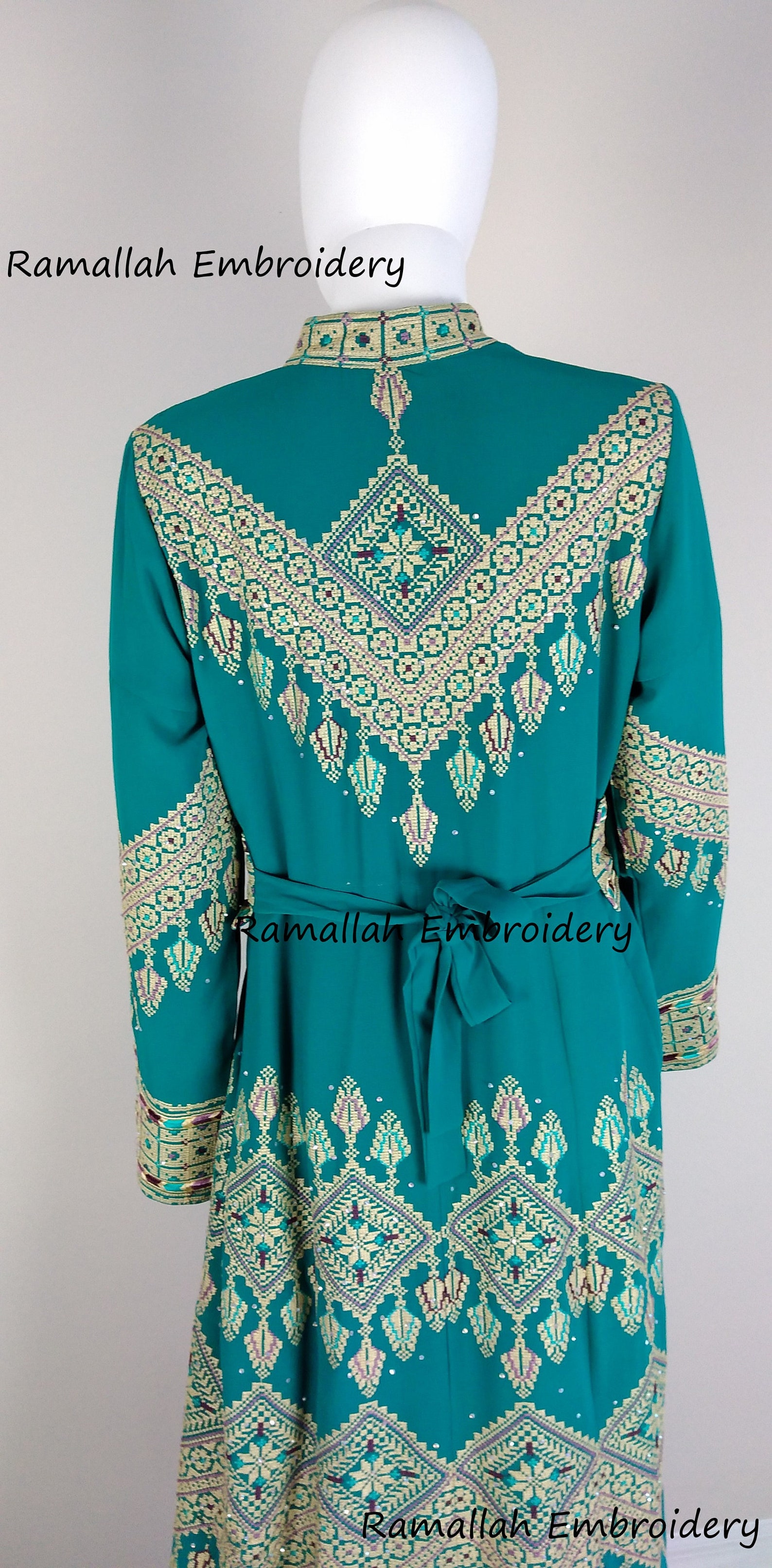Palestinian Embroidered Thobe Kaftan Maxi Dress Tatreez Etsy