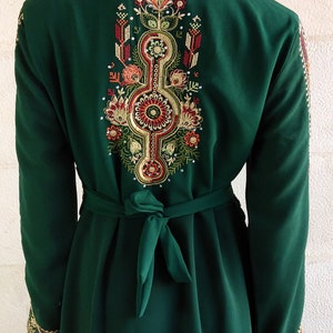 Palestinian Thobe Embroidery Tatreez Maxi Dress Green Sailor Design image 4