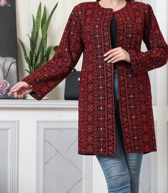 Red embroidered jacket store