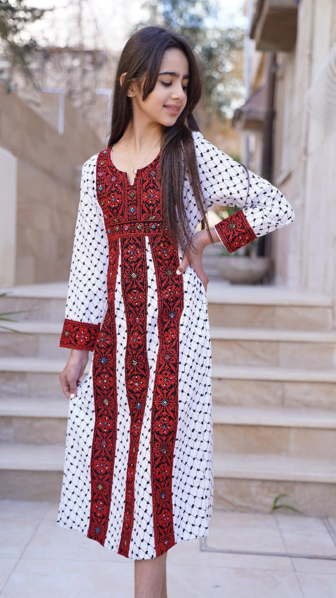 Traditional Palestinian Embroidery Dress for Girls Tatreez Kuffiyyeh - Etsy