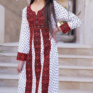 Traditional Palestinian Embroidery Dress For Girls Tatreez Kuffiyyeh