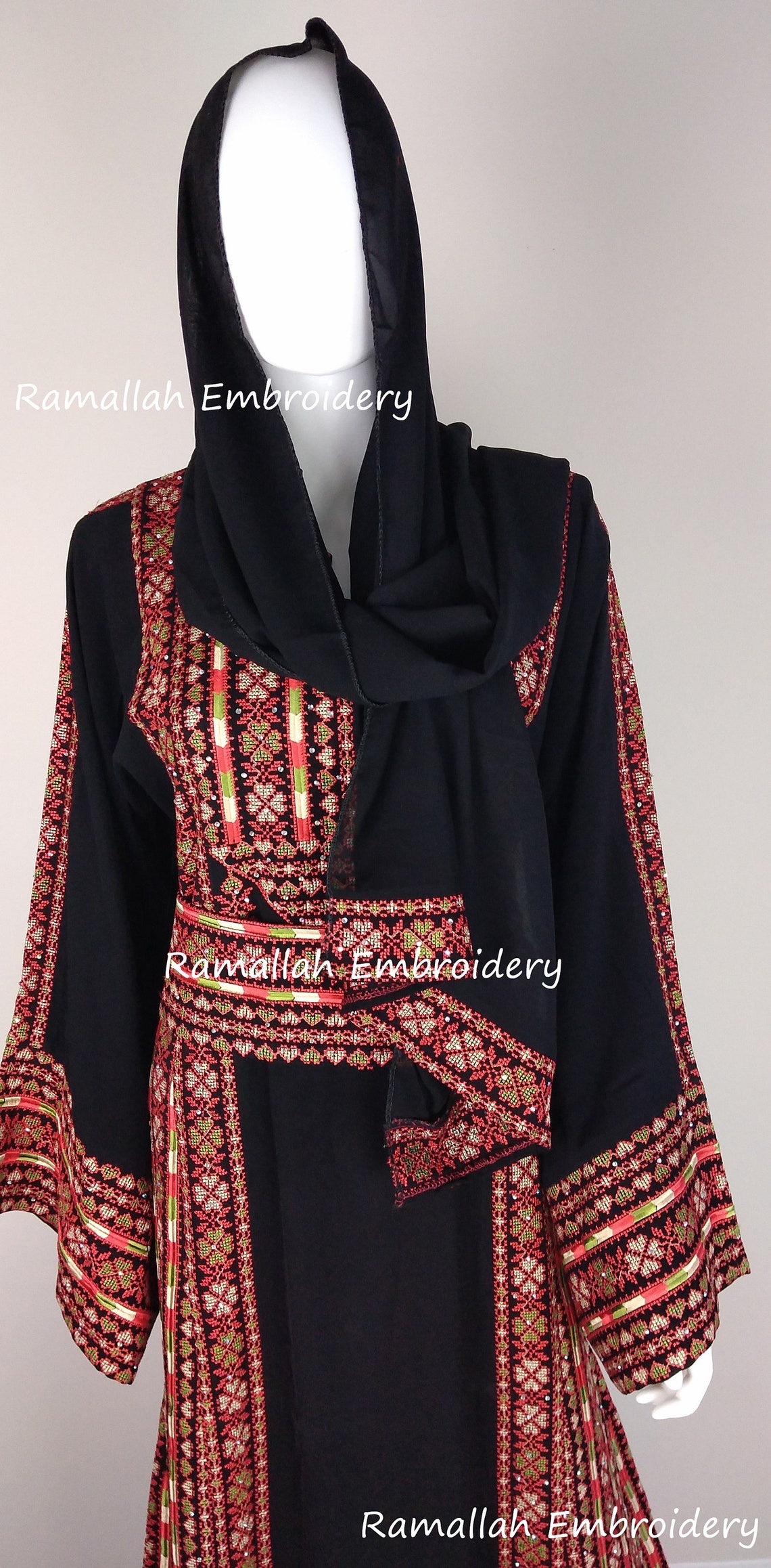 Palestinian Embroidered Thobe Kaftan Maxi Dress Tatreez. Etsy