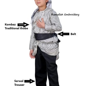 Palestinian Thobe Kids Traditional  Kombaz With Shemage And Serwal