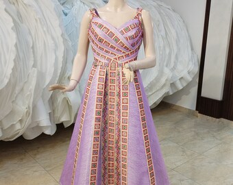 Palestinian Bridal Tatreez Embroidery Wedding Purple Dress.